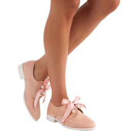 Tina&Co Tied shoes with pearls pink 1 Tina&Co Tied shoes with pearls pink 1