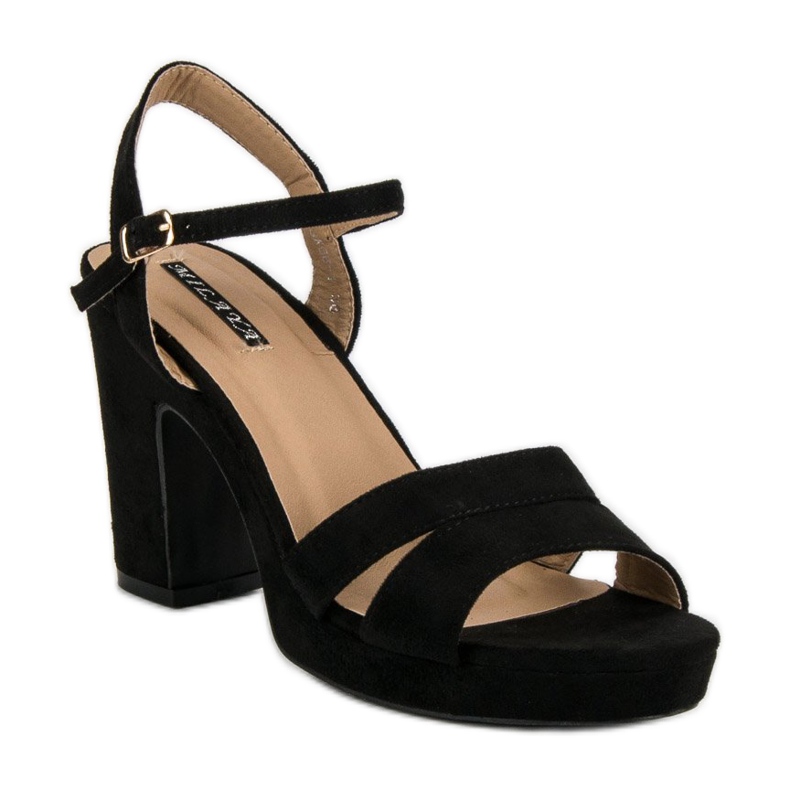 Milaya Fashionable high-heeled sandals black 1 Milaya Fashionable high-heeled sandals black 1