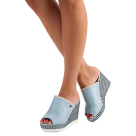 Primavera Suede wedge sandals blue 1