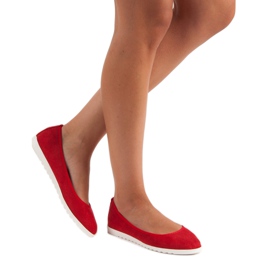 Sun Color Openwork suede ballerinas red 2