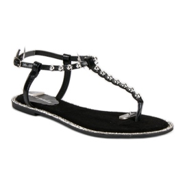 Via Giulia  Black Flat Sandals 1