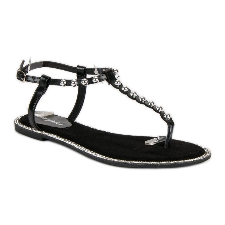 Via Giulia  Black Flat Sandals 1