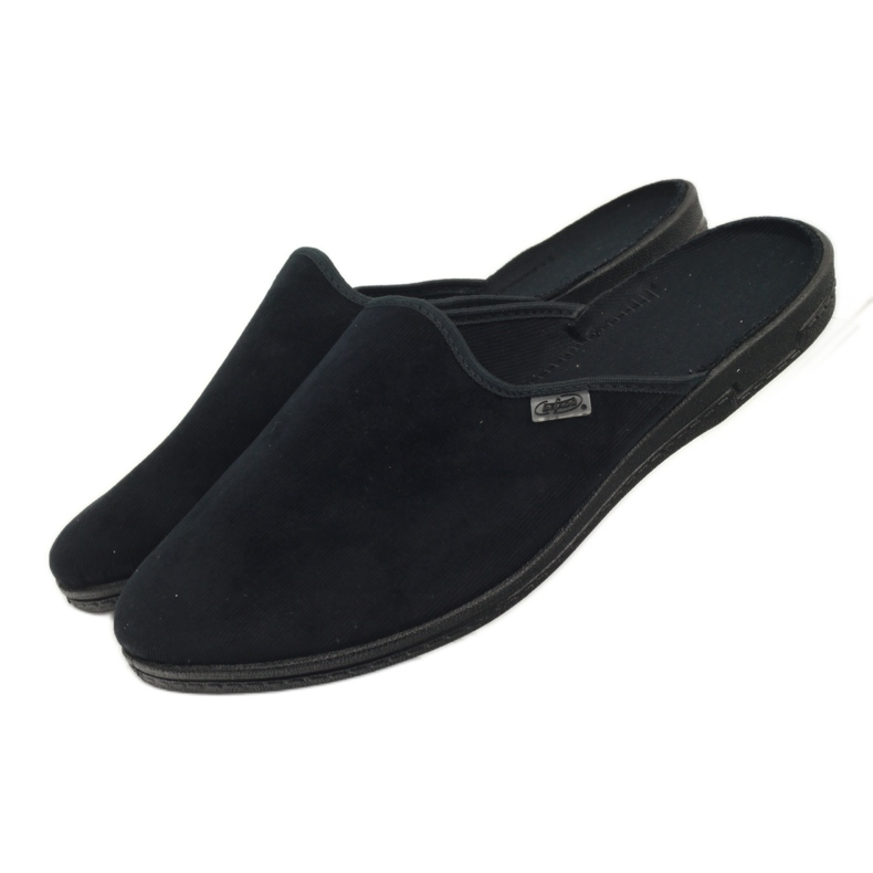 Befado Black corduroy slippers 715M009 3