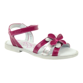 Children's Leather Sandals with a Flower Ren But 4166 pink grey 1