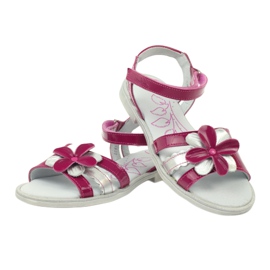 Children's Leather Sandals with a Flower Ren But 4166 pink grey 3