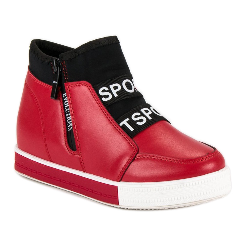 Red sneakers with a zipper black 1