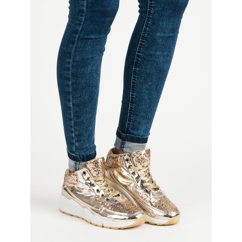 Golden Sneakers With Glitter 1