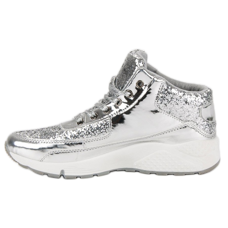 Silver sneakers with glitter grey 1