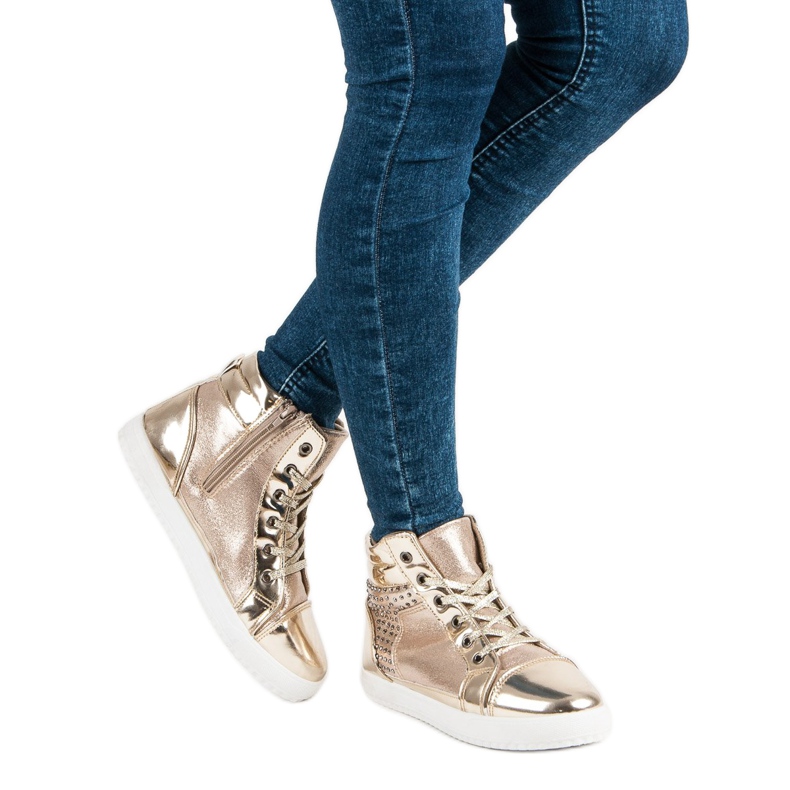 Lacquered sneakers above the ankle yellow 2