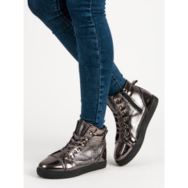 Lacquered sneakers above the ankle grey multicolored 1