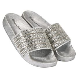 Elegant silver slippers grey 1