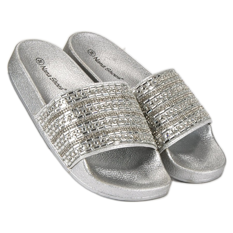 Elegant silver slippers grey 1