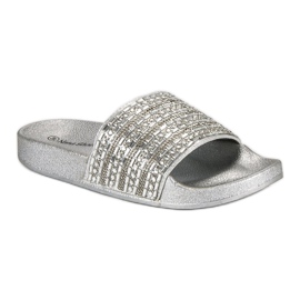Elegant silver slippers grey 4