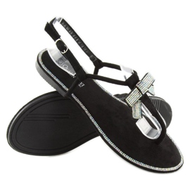 Black suede sandals 218-120 2