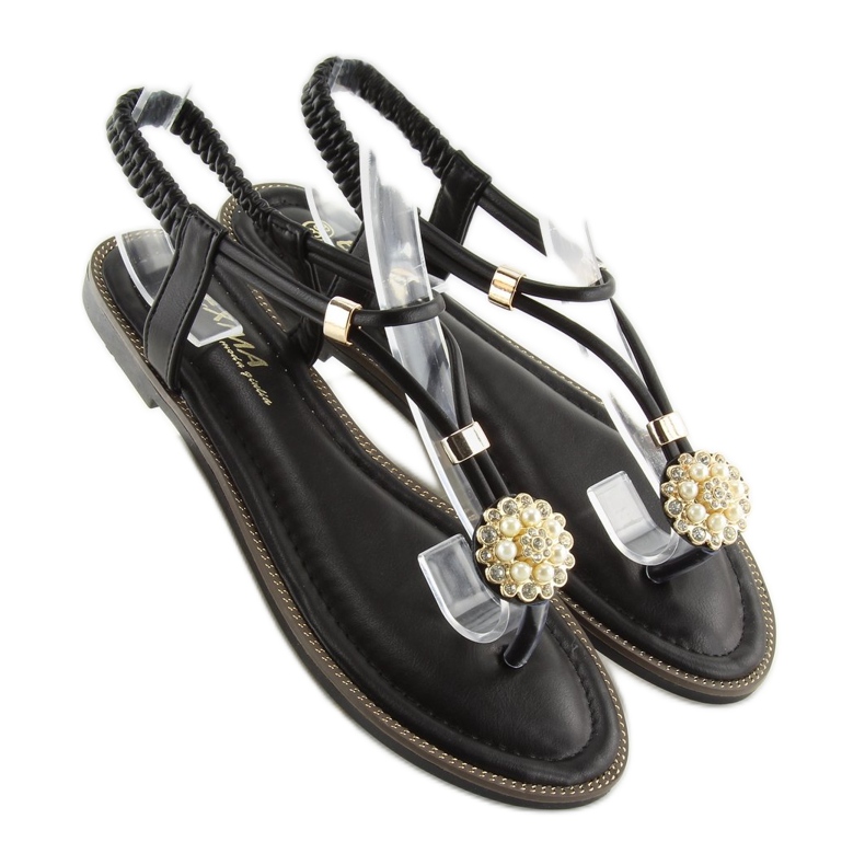 Black women's sandals flip-flops 7537 black 2