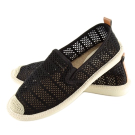 Black mesh espadrilles F01B Black 1