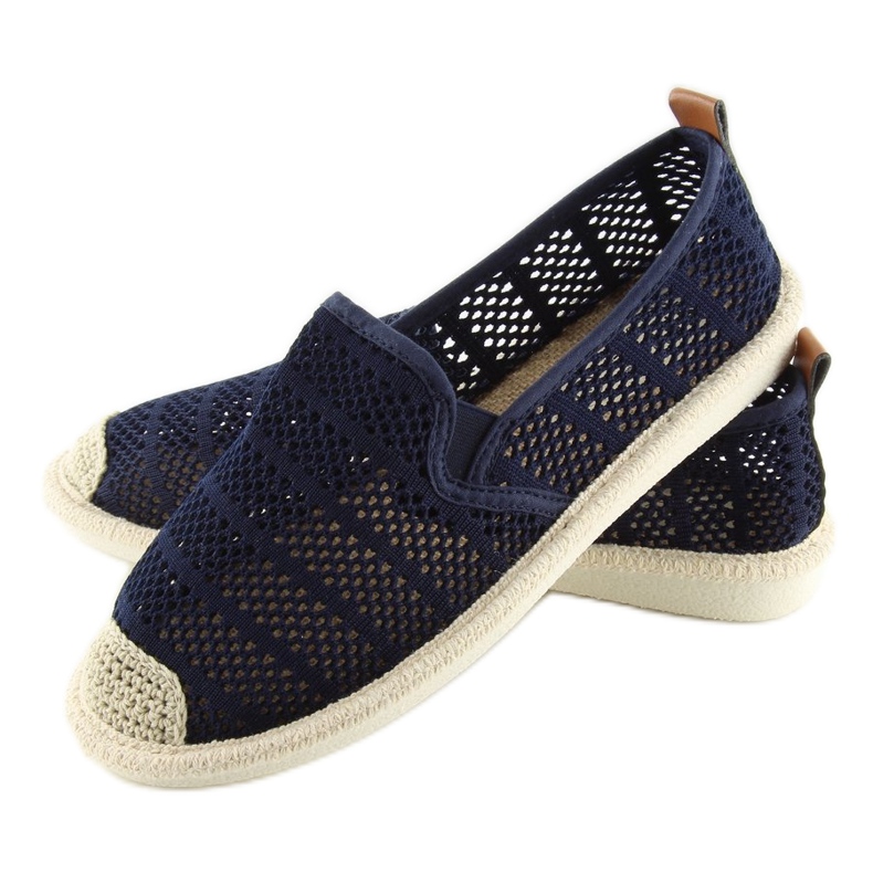 F01B Navy navy blue mesh espadrilles 1