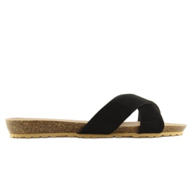 Women's black suede slippers SR-2812 2