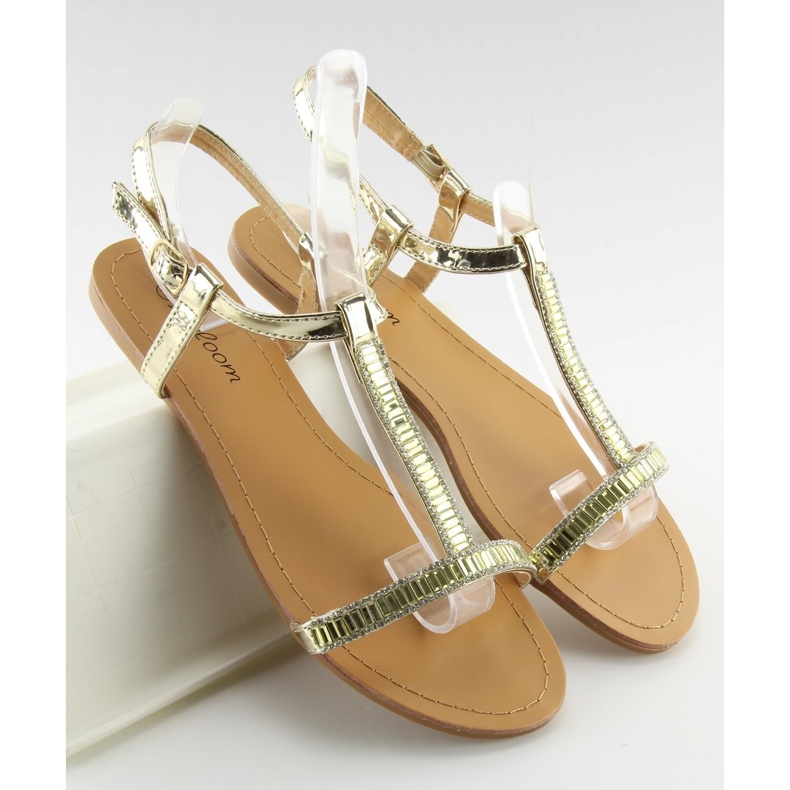 Sandals with golden cubic zirconias SY644 gold 1
