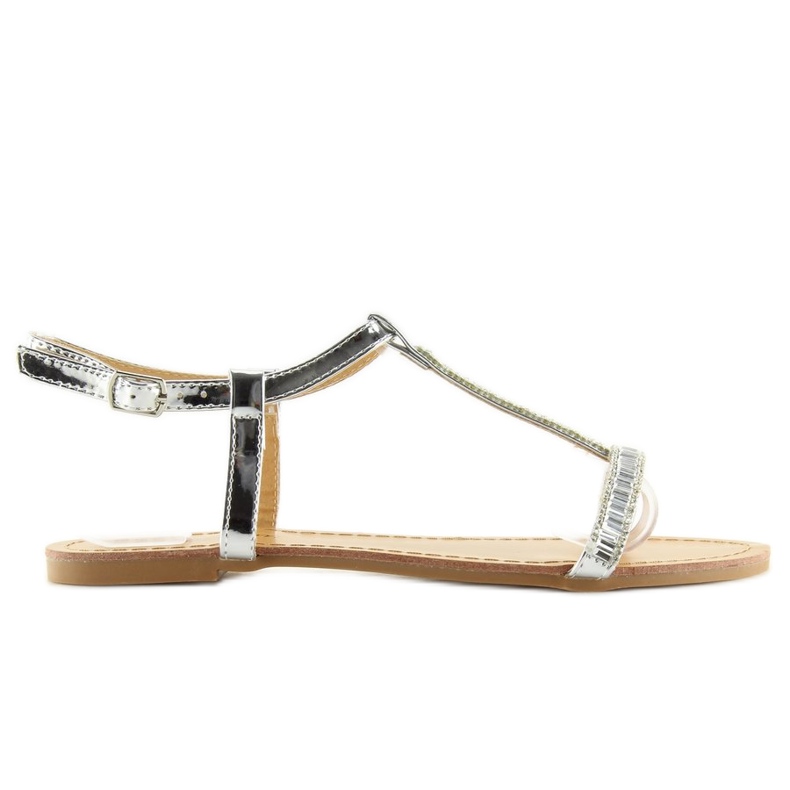 Silver sandals with cubic zirconia SY644 silver grey 2