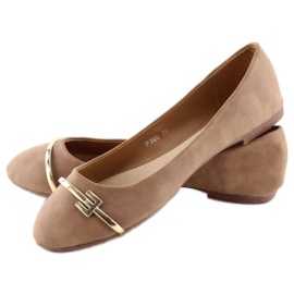 Brown women's ballerinas P305 khaki 2