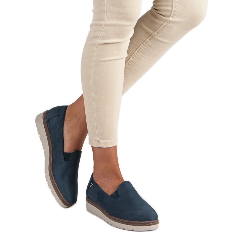 Suede slip on vinceza shoes blue 2