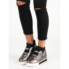 Graphite sneakers with a zipper brown grey 1