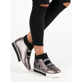 Graphite sneakers with a zipper brown grey 2