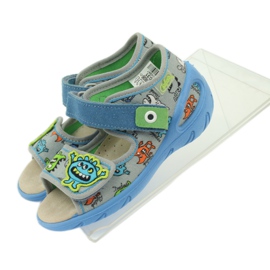 Sandals leather insert Befado 433P blue orange grey 4