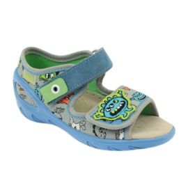 Sandals leather insert Befado 433P blue orange grey 1