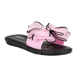 Slippers with a bow pink 1