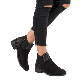 Suede ankle boots with a flat heel black 1