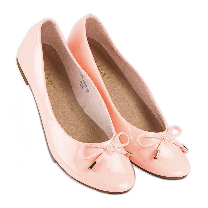 Ideal Shoes Lacquered pink ballerinas 1
