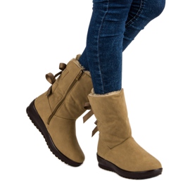 Warm snow boots with a zipper green 2