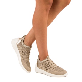 Kylie Textile Slip-On Sports Shoes brown yellow 2 Kylie Textile Slip-On Sports Shoes brown yellow 2