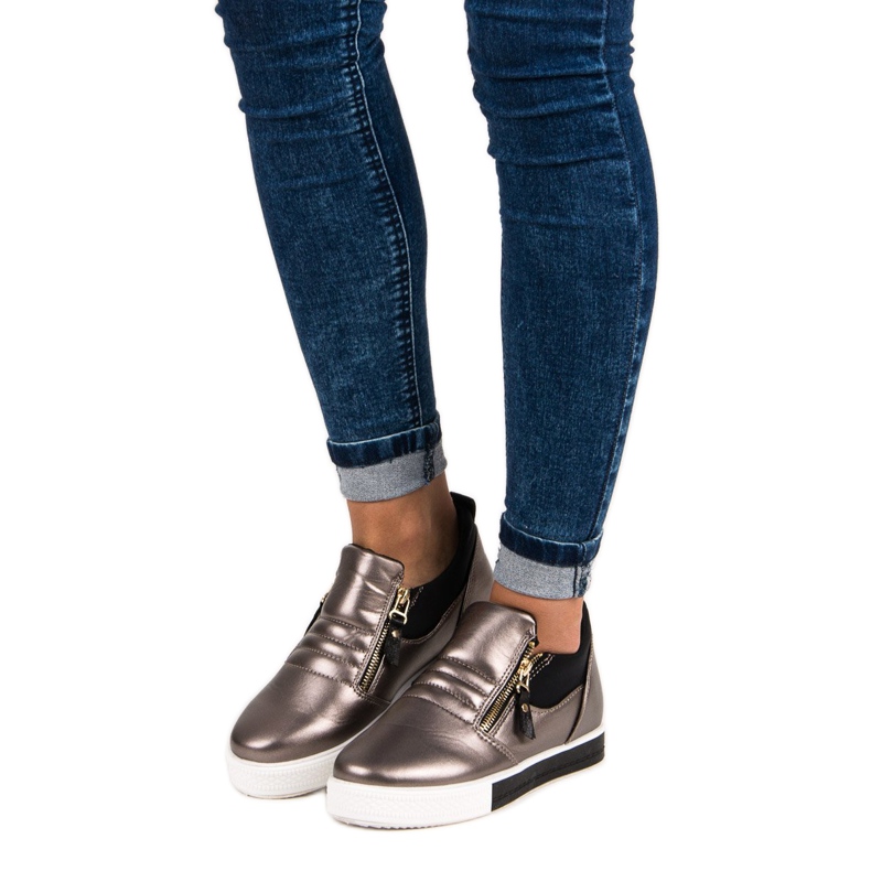 Graphite sneakers with a zipper grey 1