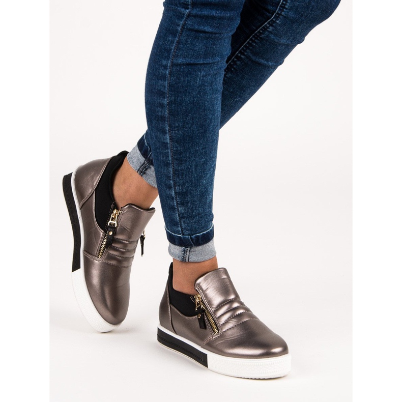 Graphite sneakers with a zipper grey 2