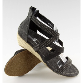 Black espadrilles sandals ME11783 Black 2