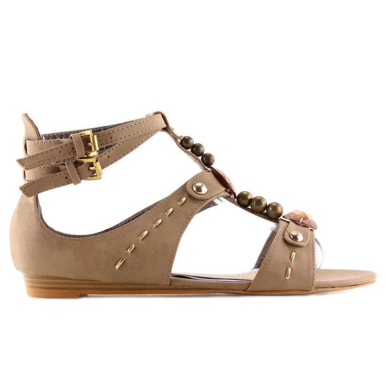 Women's sandals with khaki stones ZS3522 1