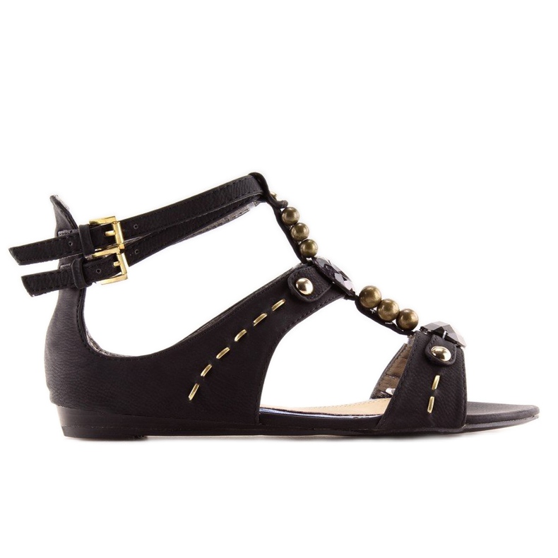 Black women's sandals with stones ZS3522 1