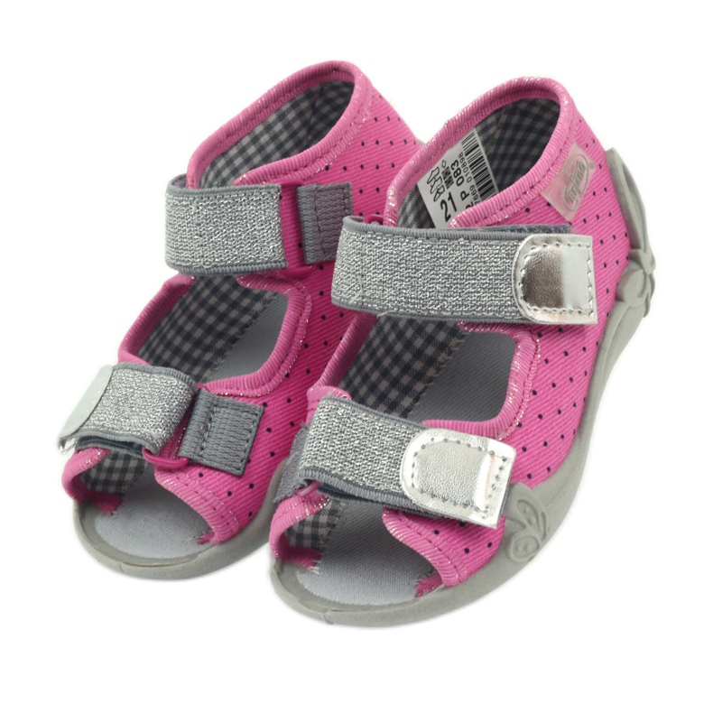 Befado 242p083 pink sandals with polka dots black grey 4