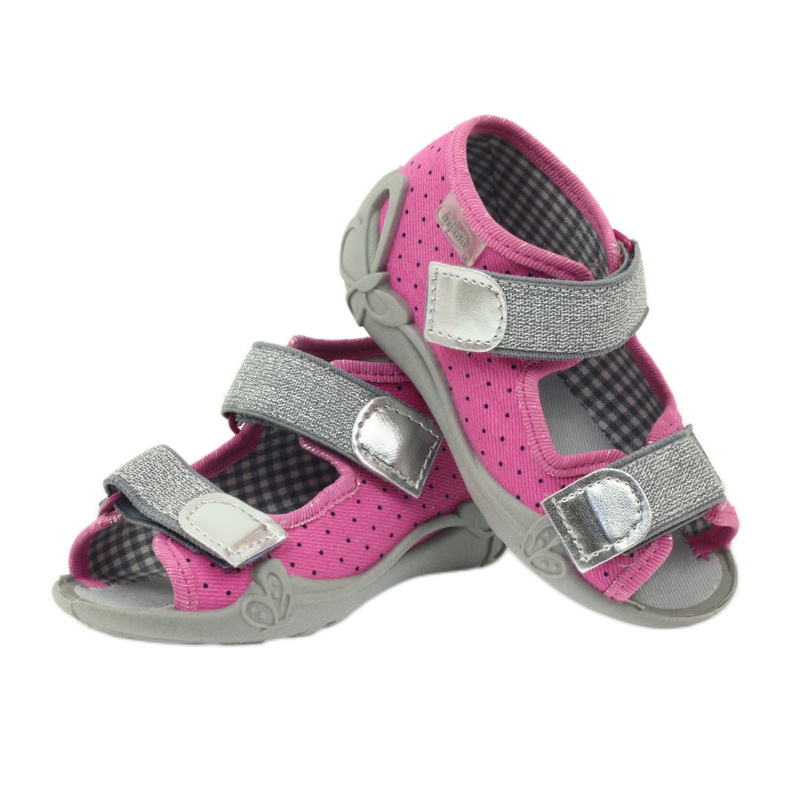 Befado 242p083 pink sandals with polka dots black grey 3