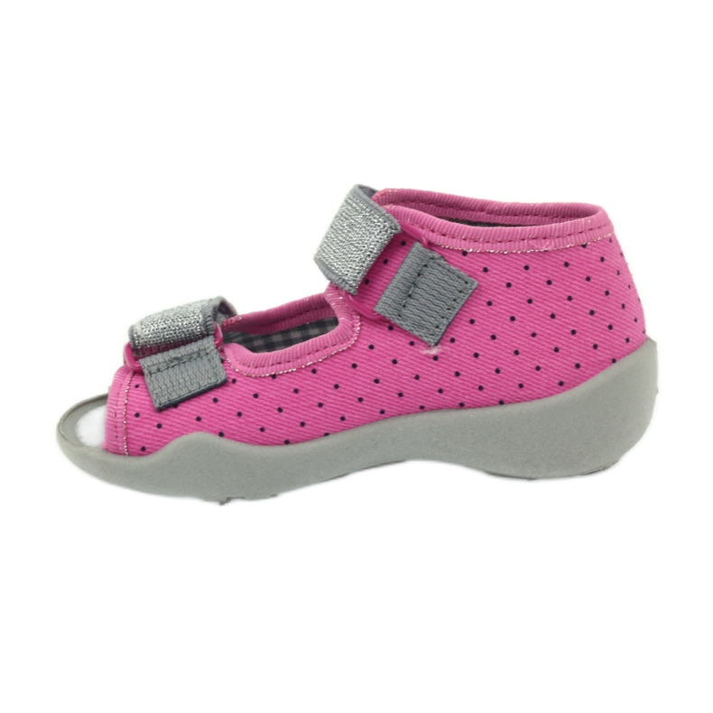 Befado 242p083 pink sandals with polka dots black grey 2