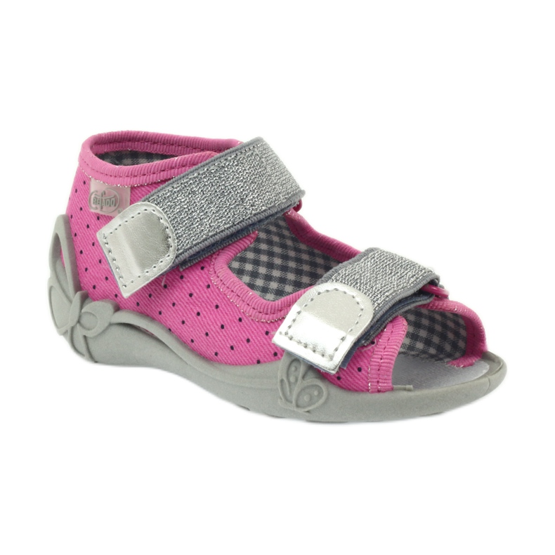 Befado 242p083 pink sandals with polka dots black grey 1