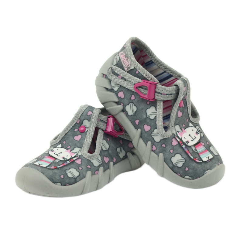 Kitten Befado 110p326 slippers white grey pink 3
