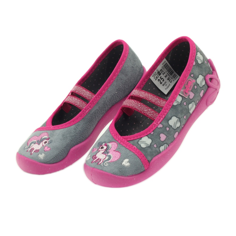 Befado children's shoes ballerinas slippers 116x238 grey pink 4