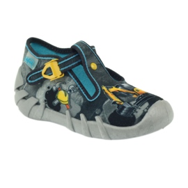 Befado children's shoes 110p321 slippers black blue grey yellow 1