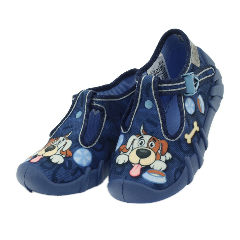 Befado 110p322 slippers on clasps with a dog blue orange navy blue 4