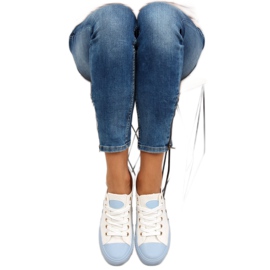 Sneakers on a colored rubber W-3051 Blue white 1