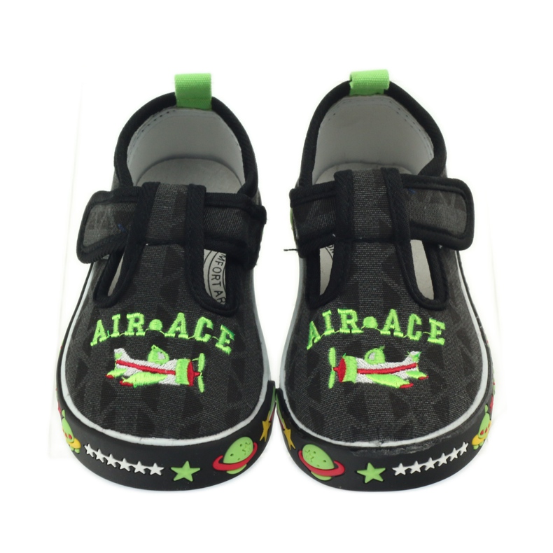 American Club black velcro children's sneakers 207/2018 white green 4